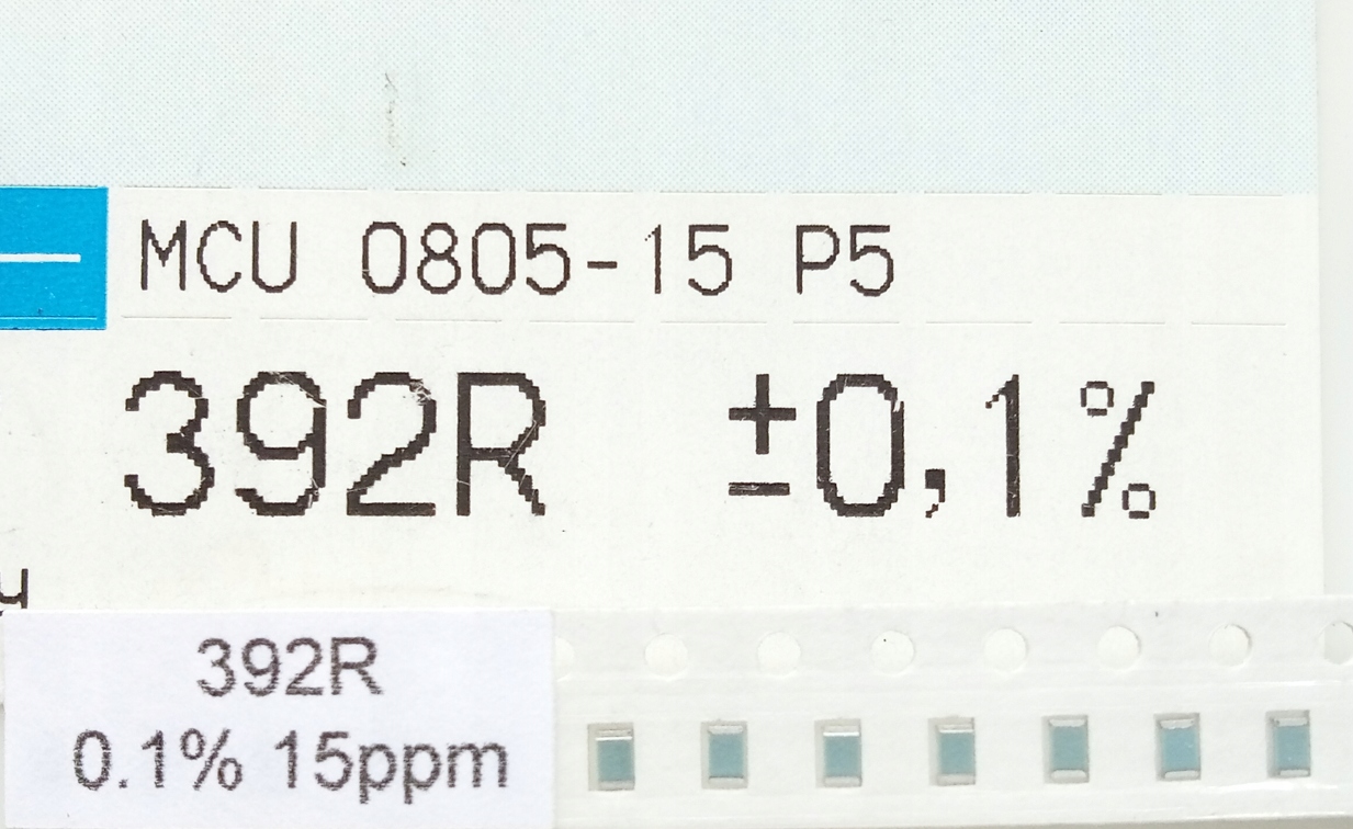 [20szt] Rezystor precyzyjny Smd 392R 0.1% 15ppm MCU0805 low noise audio