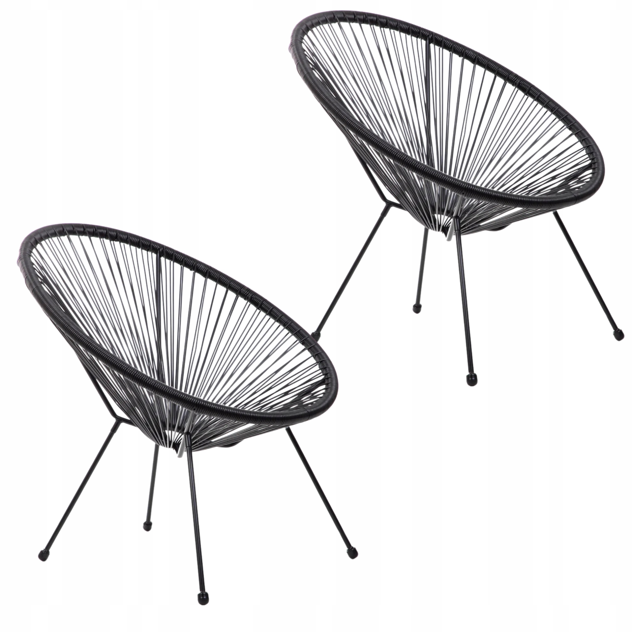 Sada 2 x zahradní křeslo Acapulco Černé 70x73x80 Homla