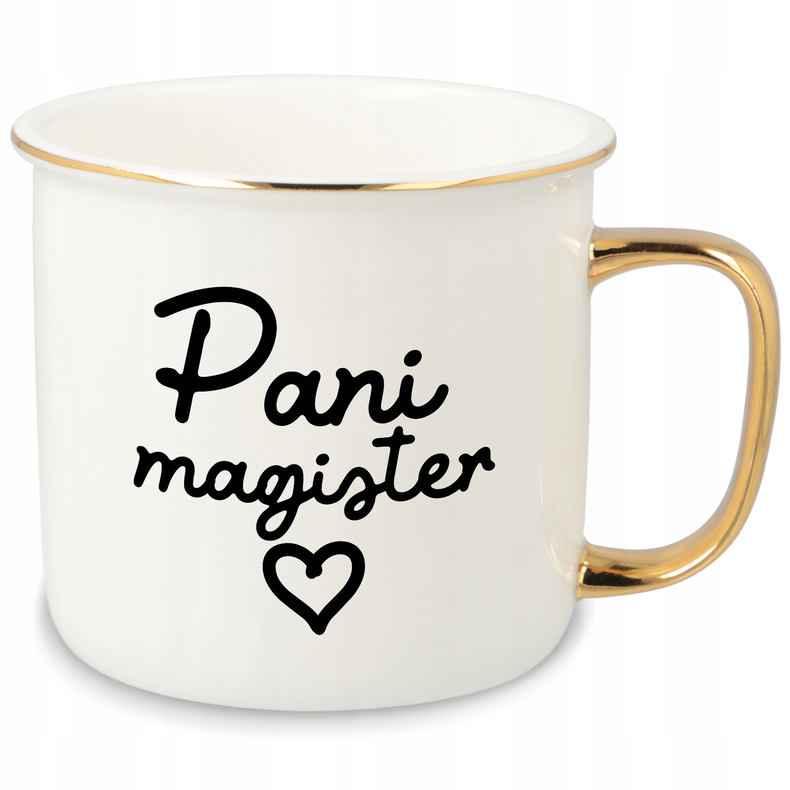 Hrnek Ucho Forma Zlatý Porcelánový Retro 280ML Dárek Pro Paní Magisterku