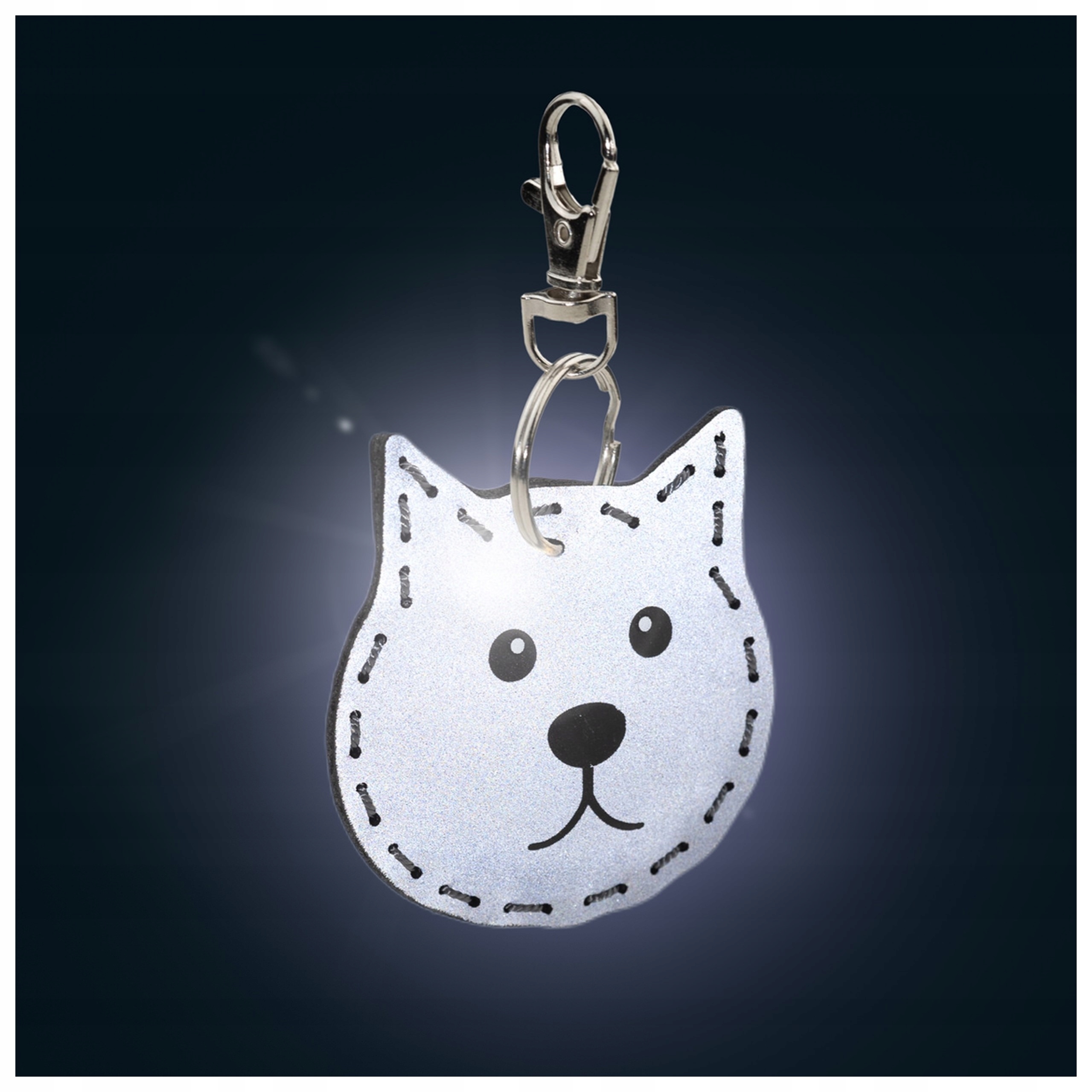 ZAWIESZKA ODBLASKOWA 2D KOT brelok odblaskowy ODBLASK DLA DZIECI Kolor szary