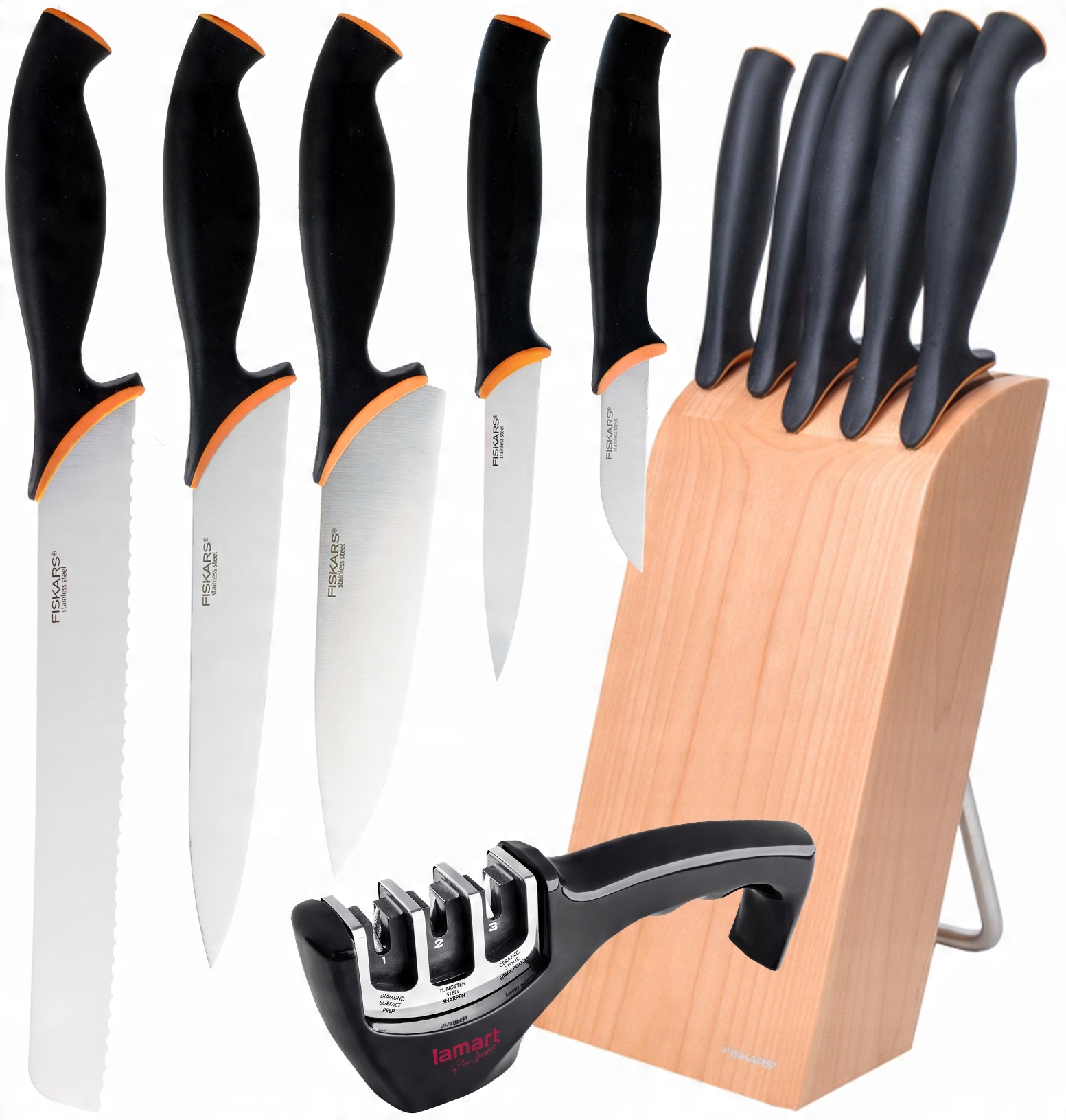 

Fiskars Zestaw 5 Noży Blok Legendarny+ostrzałka
