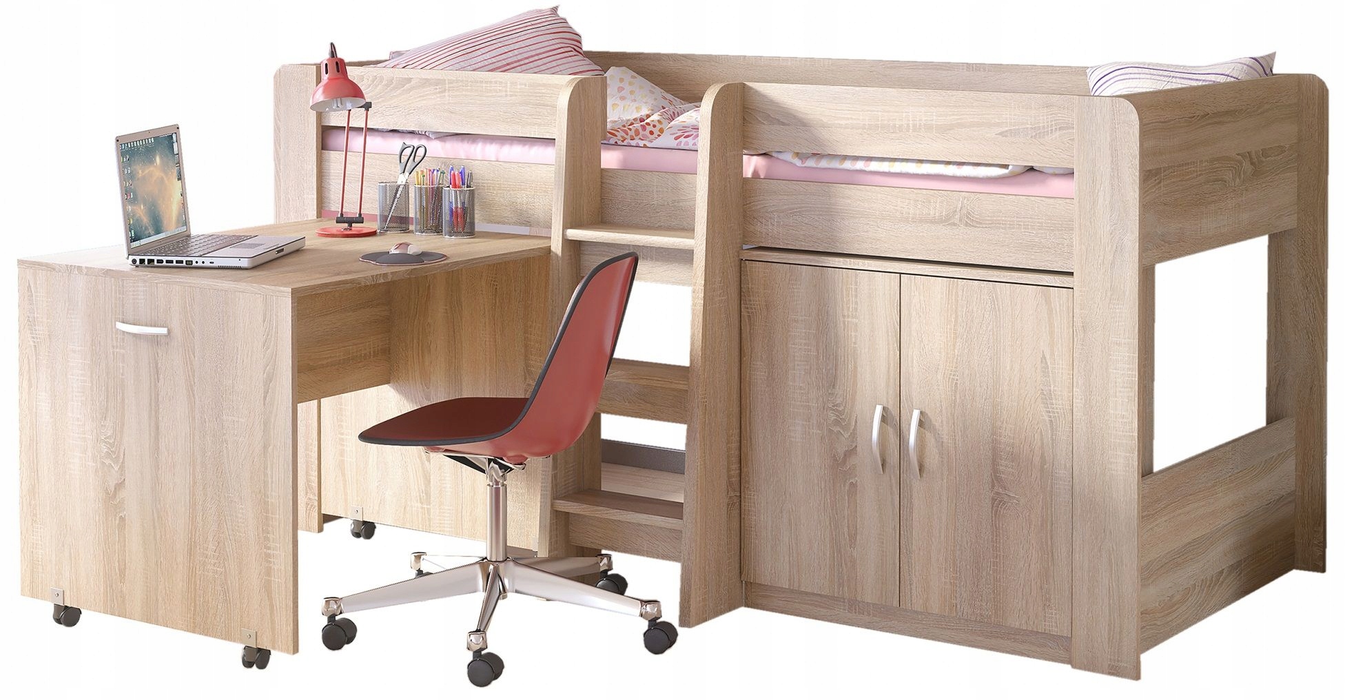 Двухъярусная кровать с письменным столом дуб сонома ROCK