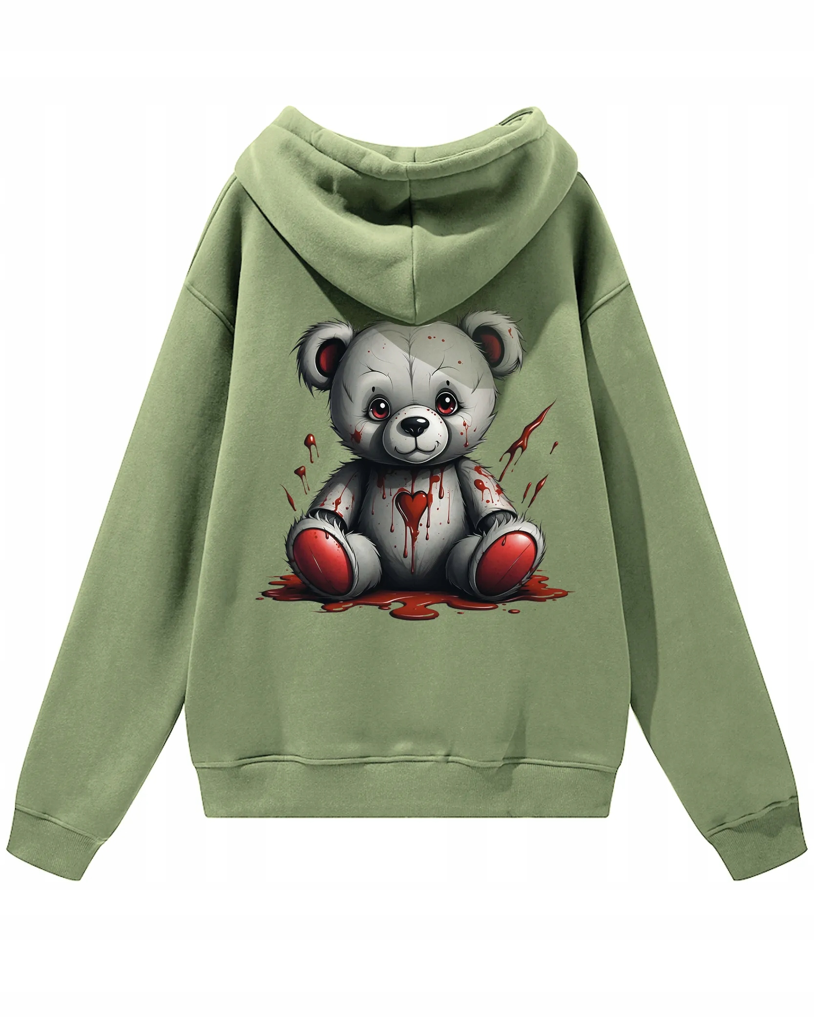 Oversize mikina Tmavý s kapucí Hororová Hračka Olivová L