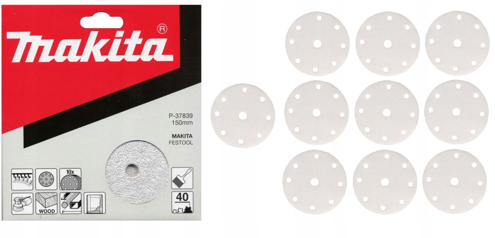 

Makita P-37873 Papier Szlifierski 150mm K120 10szt