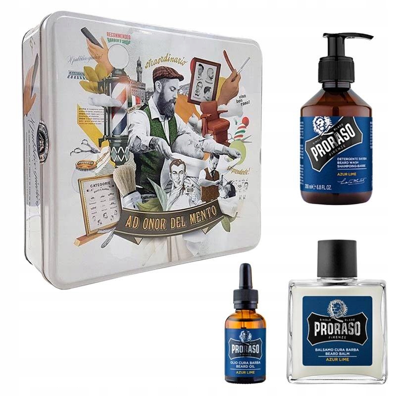 Zestaw do Brody PRORASO Azur Lime PREZENTOWY Olejek + Szampon + Balsam