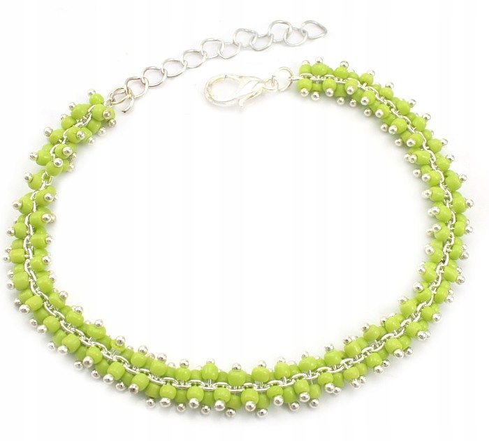 

Bransoletka Pistacjowo Srebrne Kulki