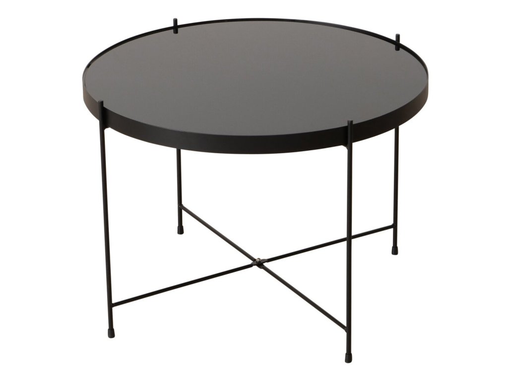 Kovový odkladací stolík so sklenenou doskou, Sherin, 40 cm