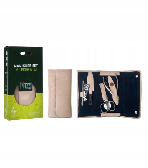 Nippes Solingen Manikúra 4dílné béžové kožené pouzdro 1 ks