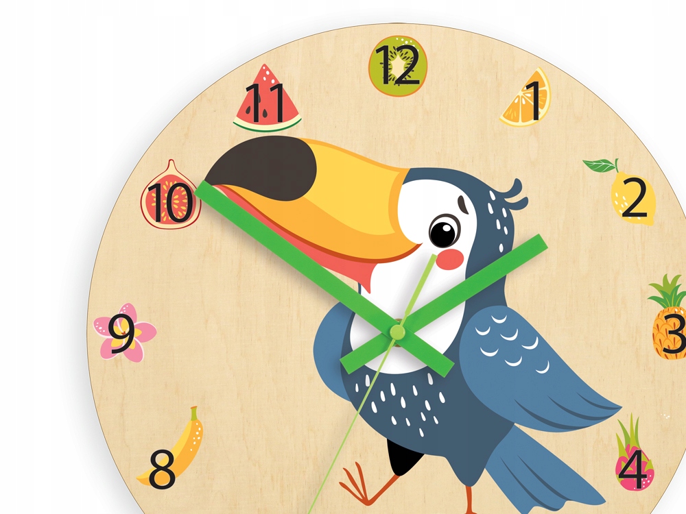 Zegar ścienny RADOSNY TUKAN pokój dziecięcy cichy Marka inna