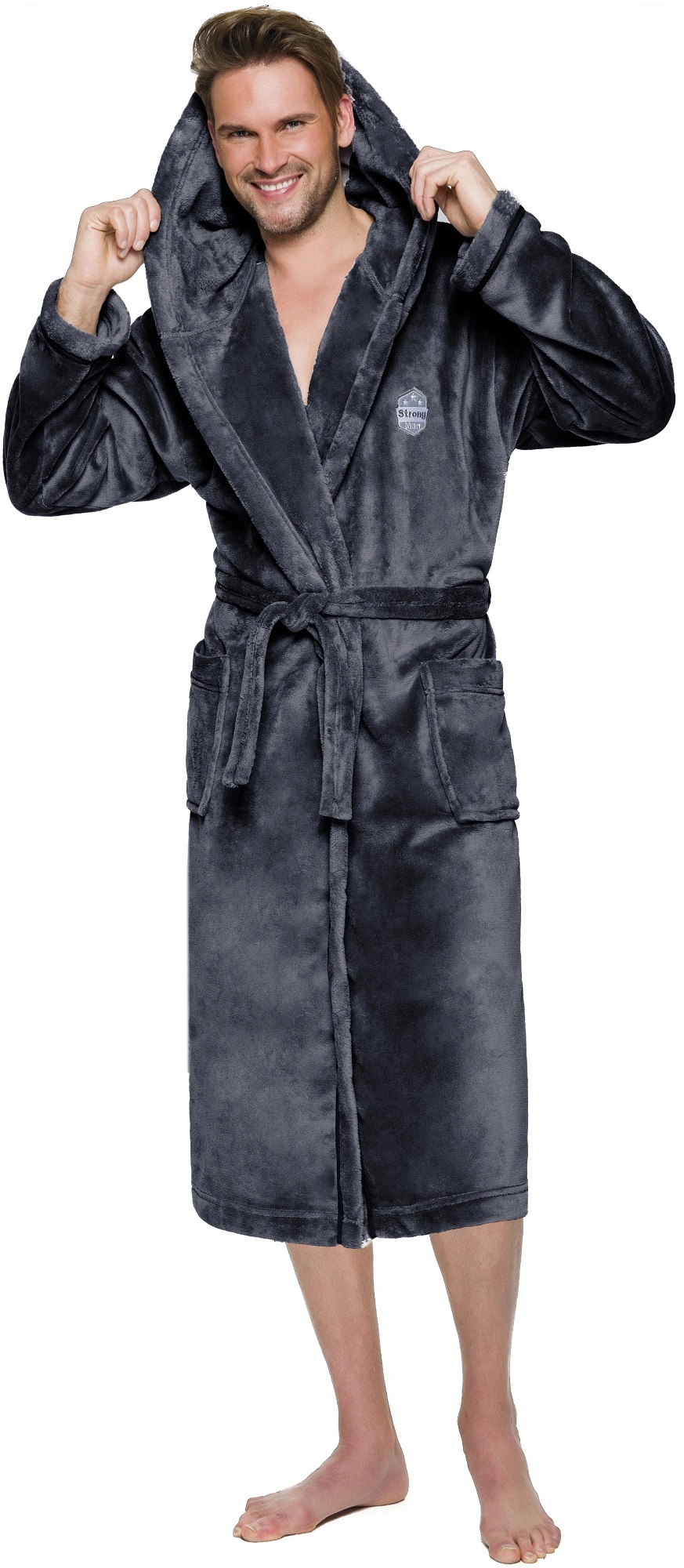 ALEX DŁUGI CIEPŁY SZLAFROK MĘSKI Z KAPTUREM XXL Marka L&L