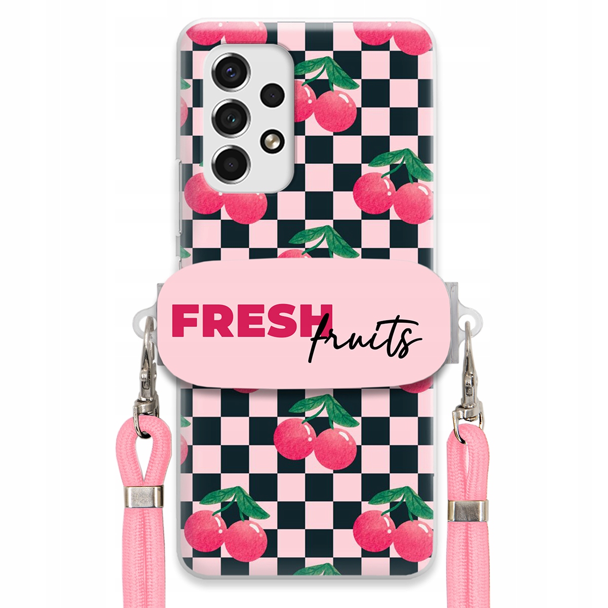 Pouzdro pro Samsung A53 5G Crossbody vodítko držák Šachovnice Fresh Fruits