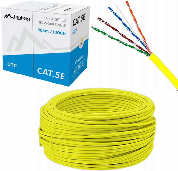 

Kabel Sieciowy Utp Kat 5E Skrętka Lanberg 20m Yelo