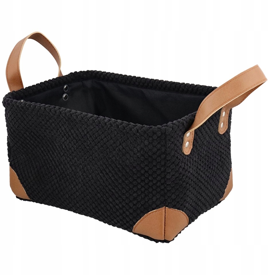 

Luksusowy Materiałowy Kosz S Koszyk Skóra Czarny