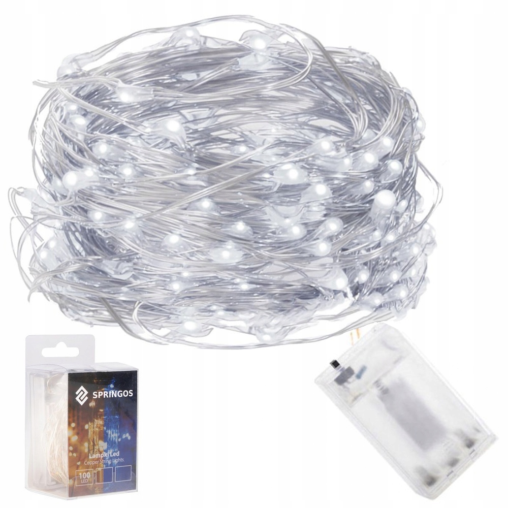 

Lampki choinkowe druciki 100 Led zimny biały