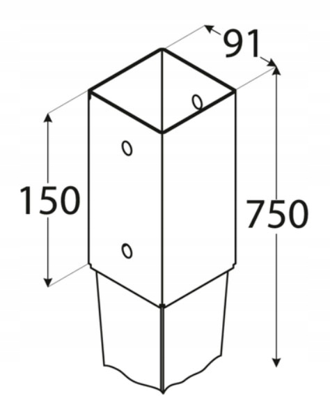 PODSTAWA SŁUPA KOTWA WBIJANA DO PERGOLI 90x90x750 Rodzaj podstawa słupa