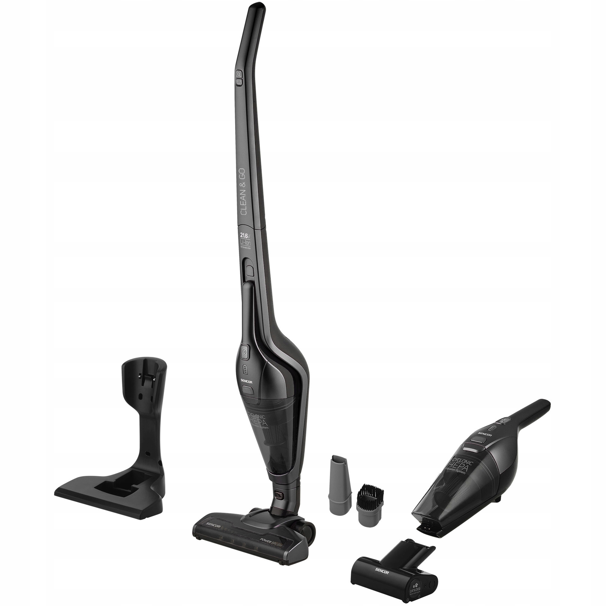 Bezprzewodowy odkurzacz pionowy 3w1 Sencor Svc 0608BK 21.6V Hepa Led czarny