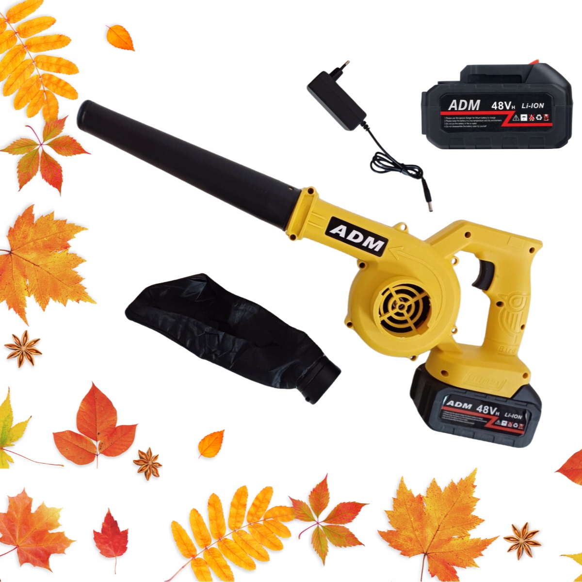 Akumulatorowa dmuchawa elektryczna Adm z dwoma akumulatorami