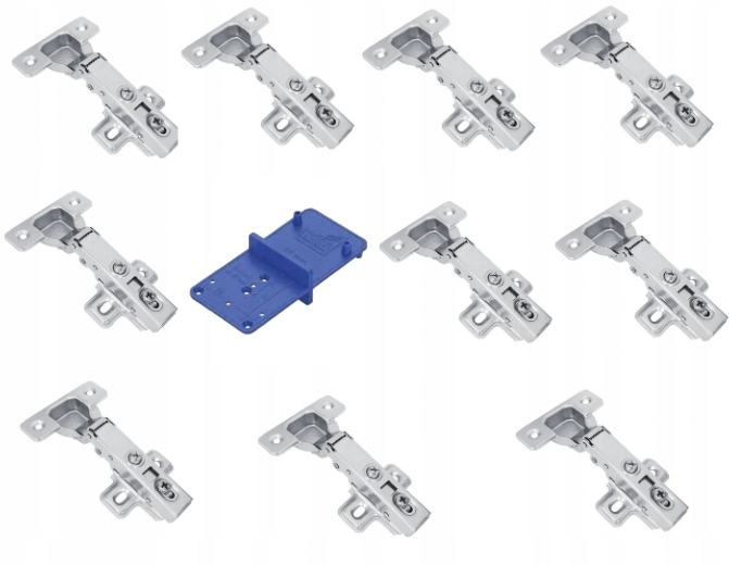 10 X ZAWIAS MEBLOWY NAKŁADANY GTV CICHY DOMYK DOCIĄG + SZABLON MONTAŻOWY