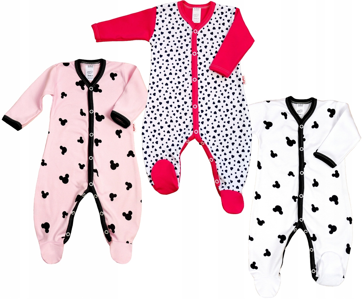 

Pajac rozpinany 3PAK Bawełna 100% r 80 Klekle