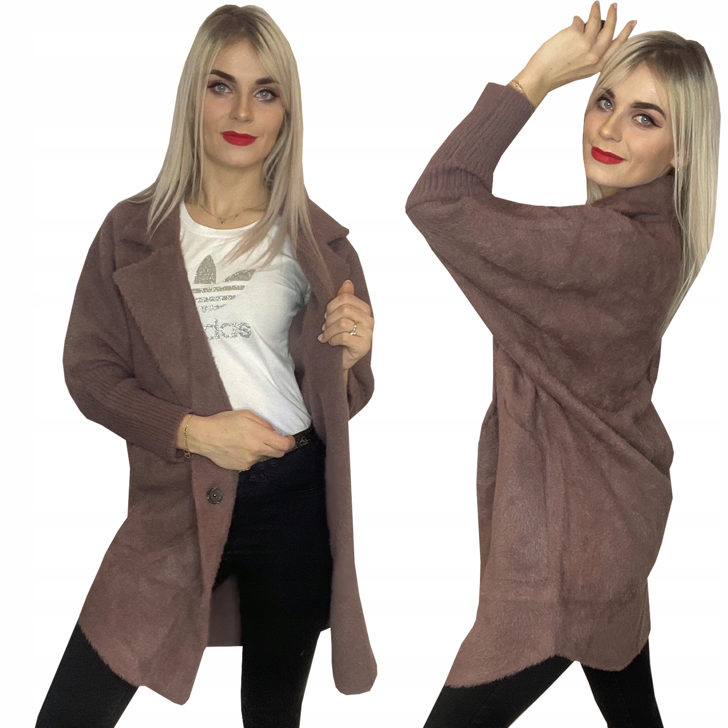 Kabát Alpaka S Dvěma Knoflíky, Univerzální Velikost, Hnědý