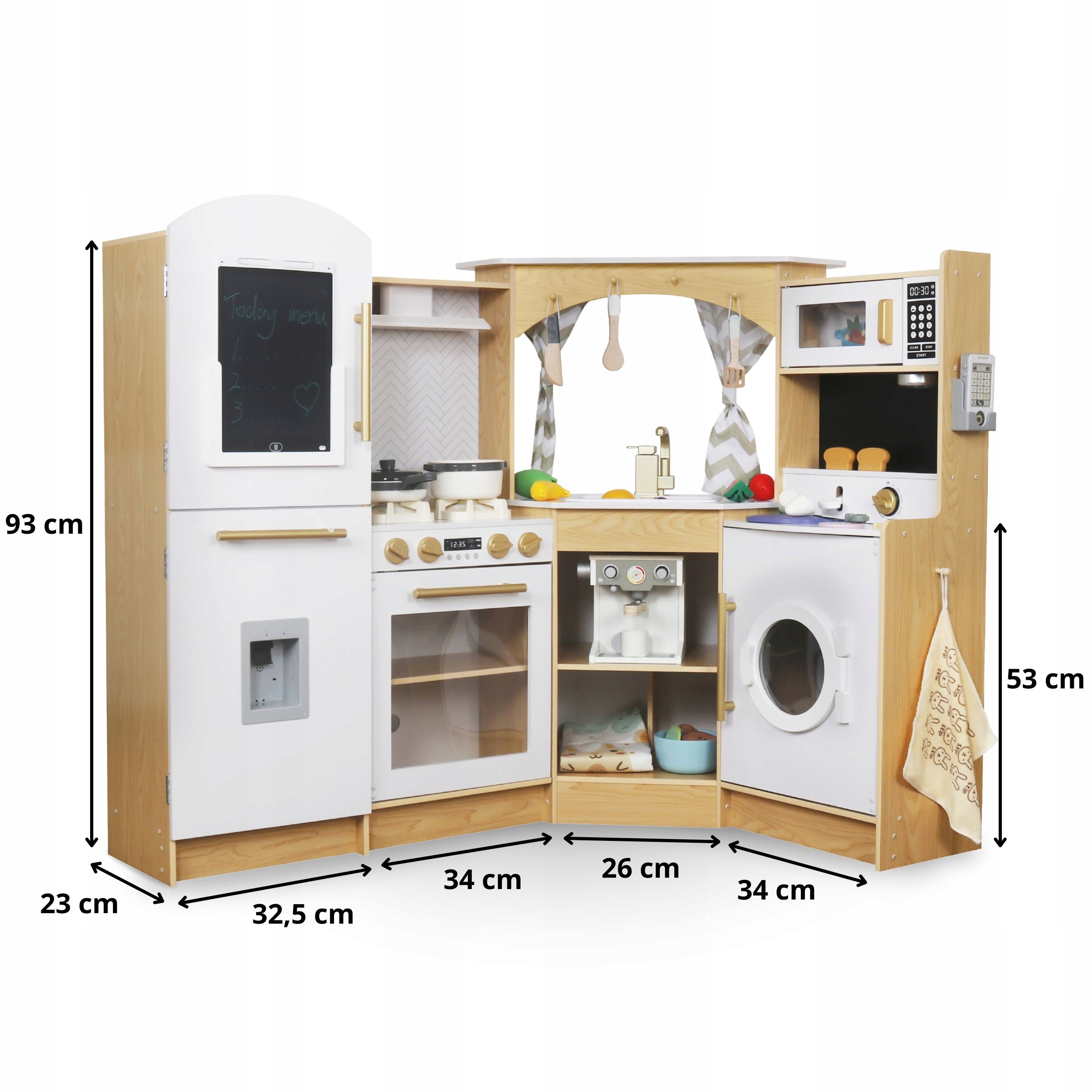 DUŻA DREWNIANA KUCHNIA INTERAKTYWNA XXXXL Z OŚWIETLENIEM LED - 50 ELEMENTÓW Certyfikaty, opinie, atesty CE EN 71