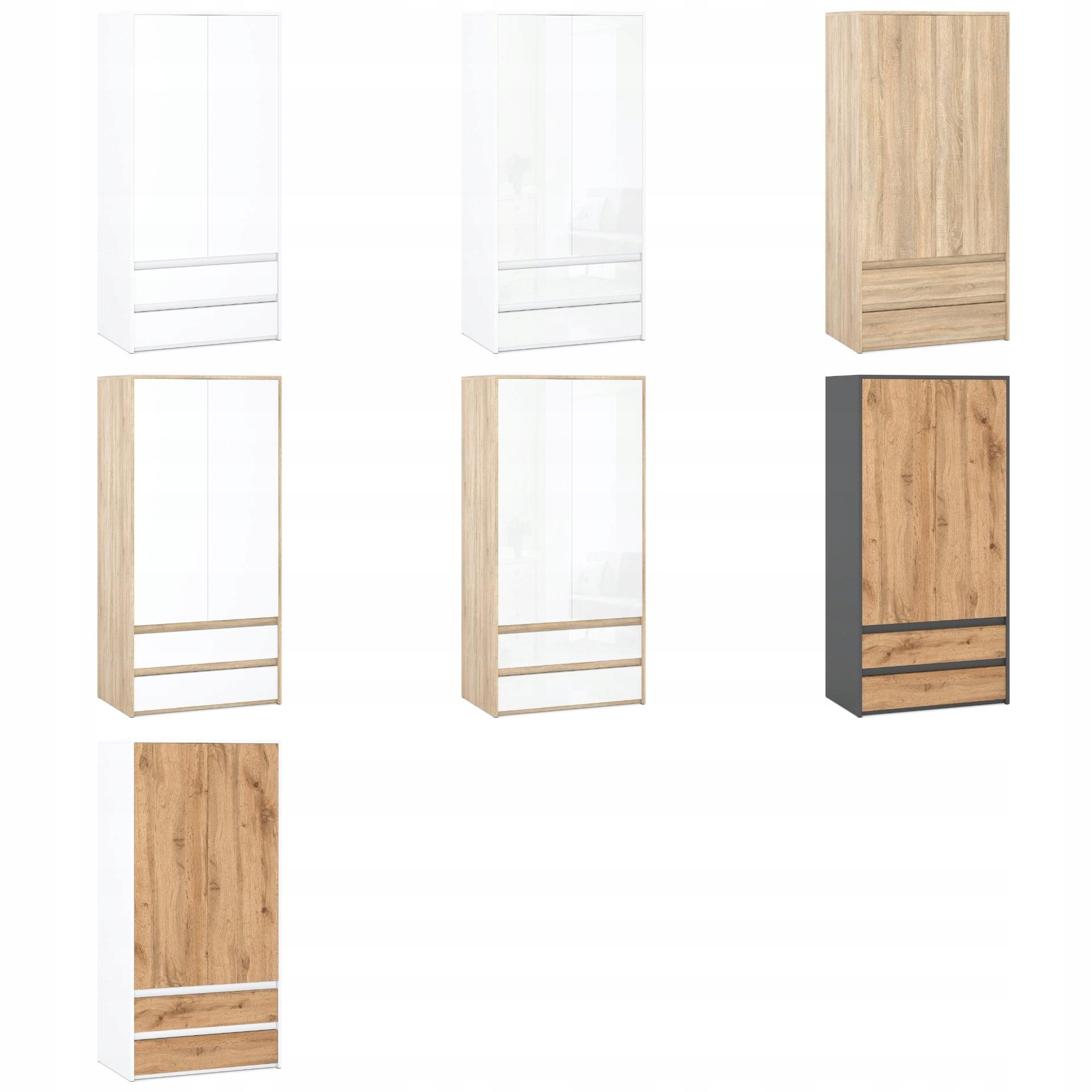 SZAFA DĄB SONOMA BIAŁA GARDEROBA Głębokość mebla 50 cm