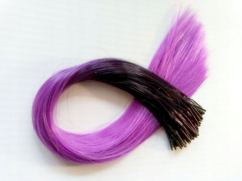PASEMKA WŁOSÓW OMBRE CZARNY FIOLET RINGI 10SZT