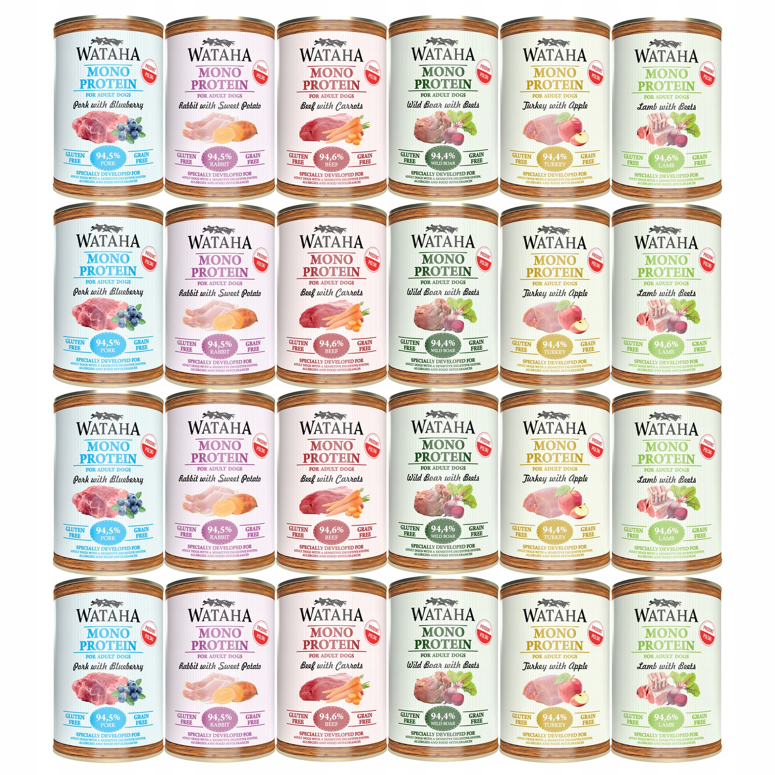 Wataha Mono Protein Adult krmivo pro psy Mix chutí 24 x 400 g
