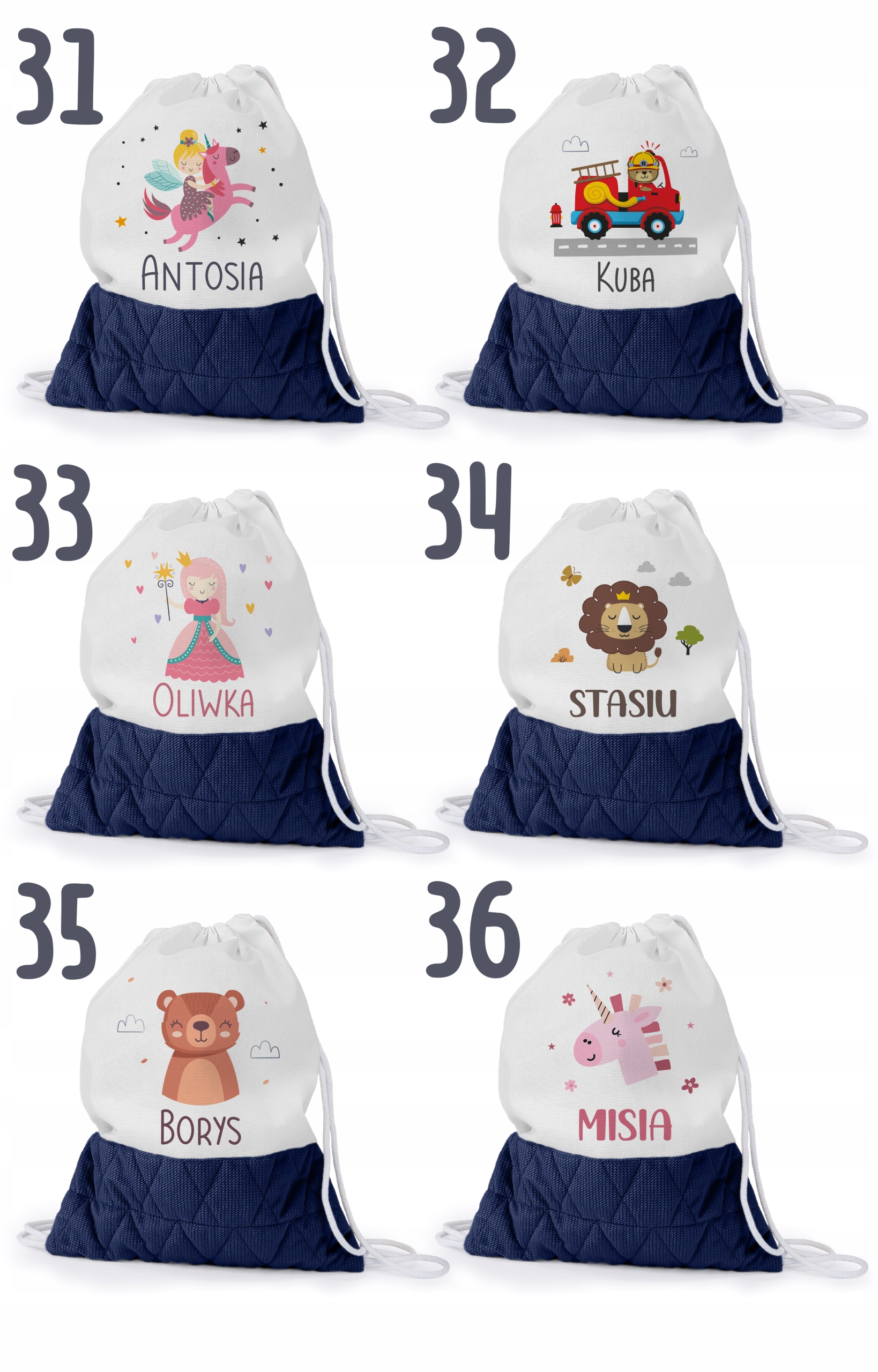 WOREK DO PRZEDSZKOLA ŻŁOBKA PLECAK DLA DZIECKA Z PĘTELKĄ NA BUTY + IMIĘ Liczba komór 1