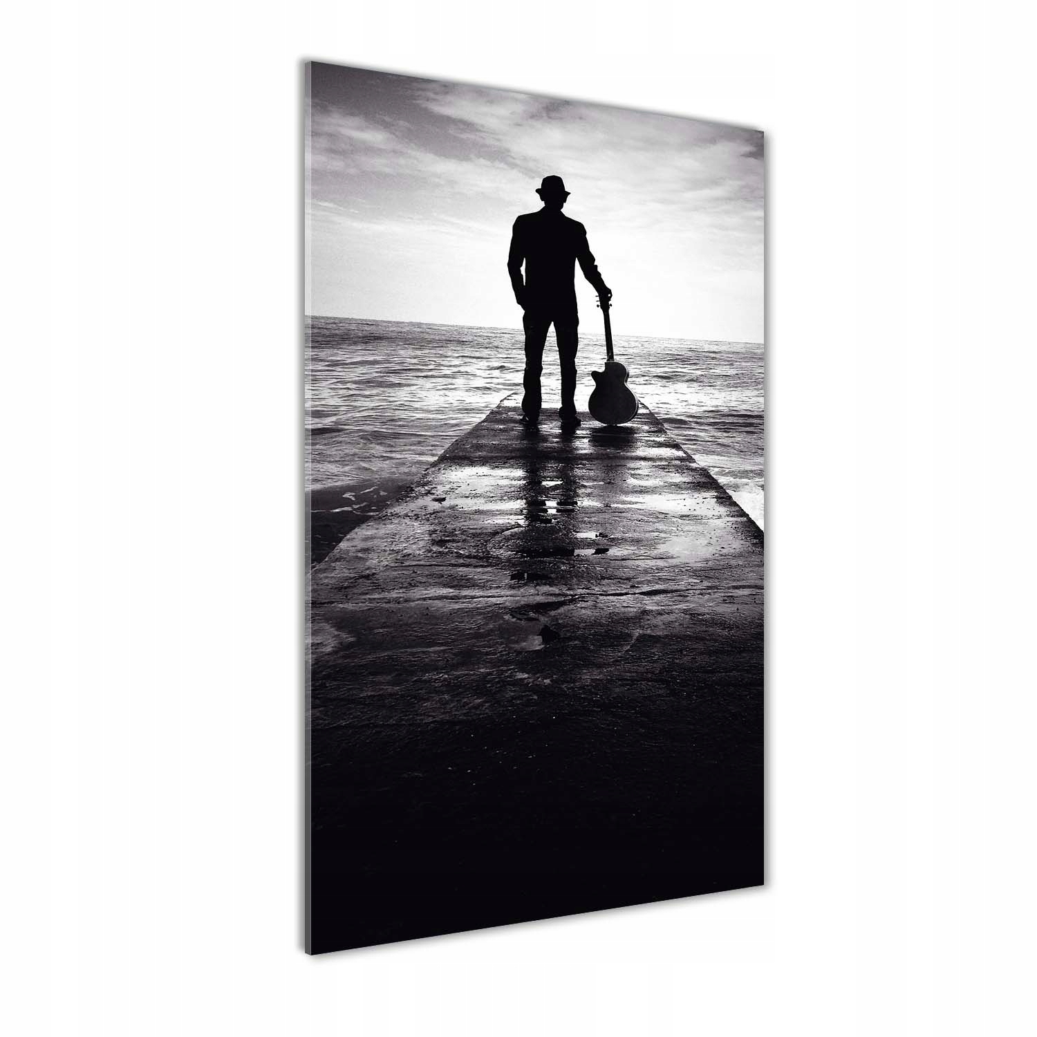 

Foto obraz na szkle Gitarzysta na molo 60x120 cm
