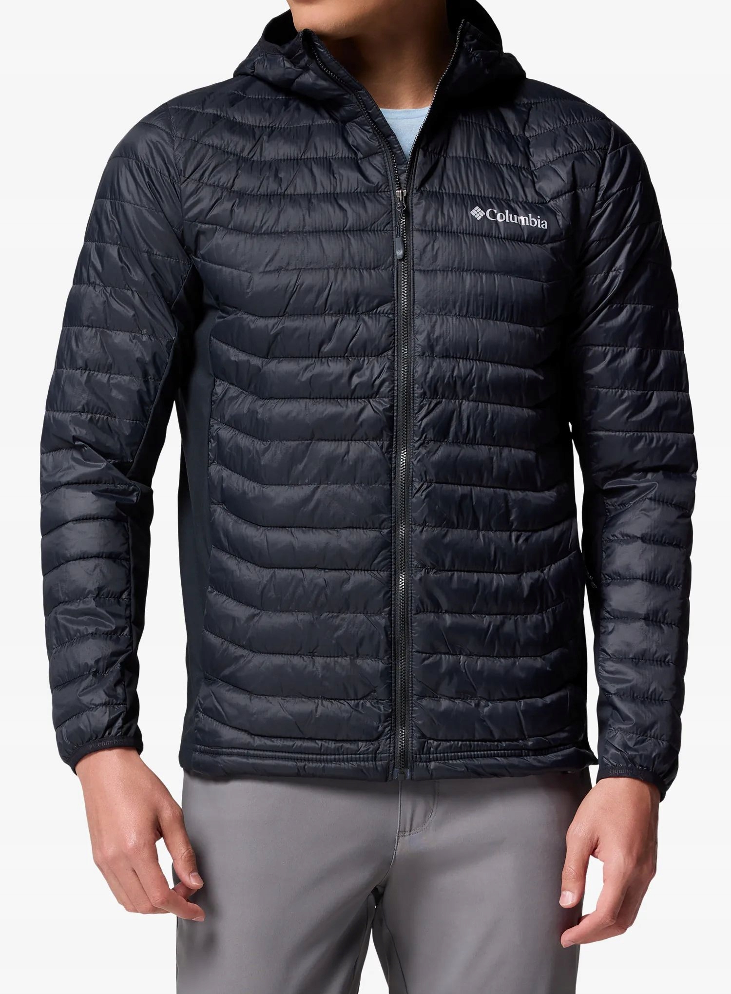 Zateplená bunda Columbia Powder Pass Hybrid Hooded Jacket černá S