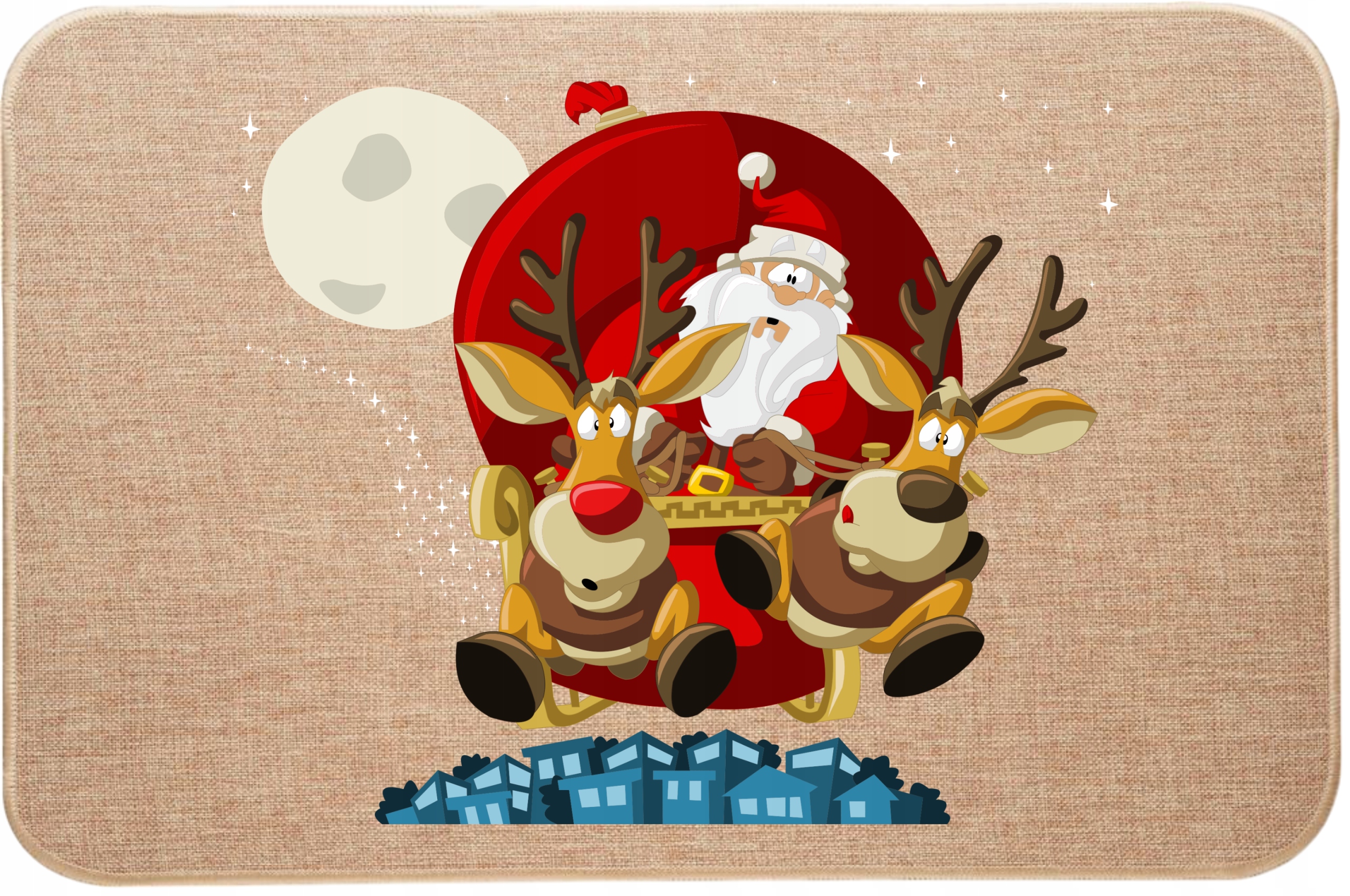 Vánoční lněná rohožka Mikuláš Sob Legrační rohožka