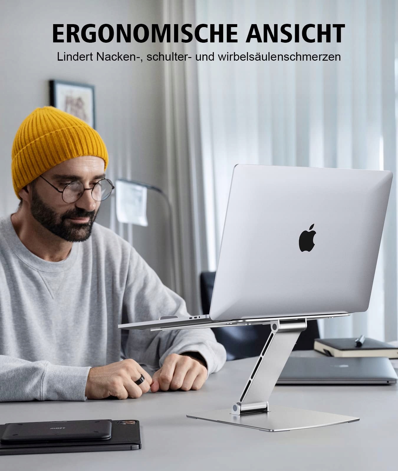 GLANGEH REGULOWANY STOJAK NA LAPTOPA ALUMINIOWY KOMPATYBILNY Z MACBOOK — miniatura 5