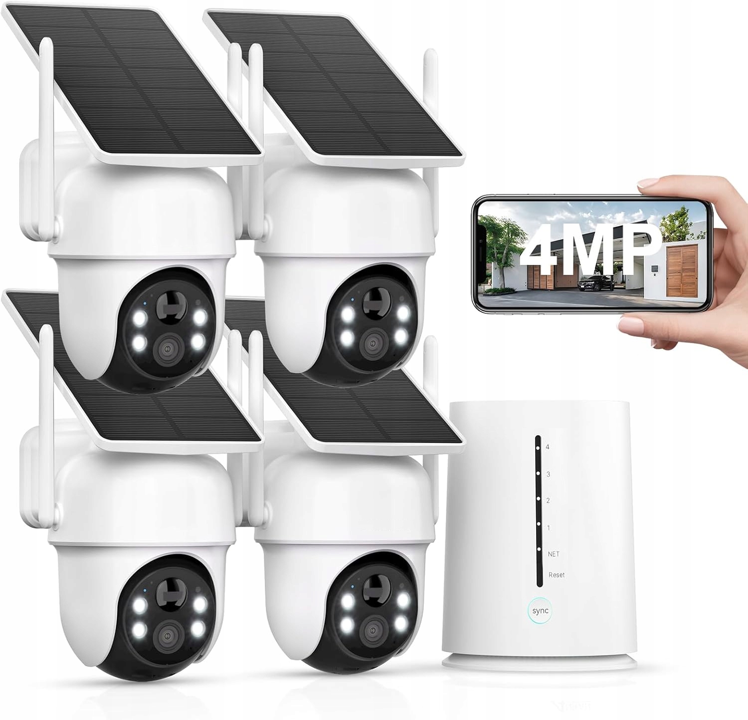 Systém Wifi 4 Solární venkovní Otočné Kamery 4MPX Audio 4X Zoom