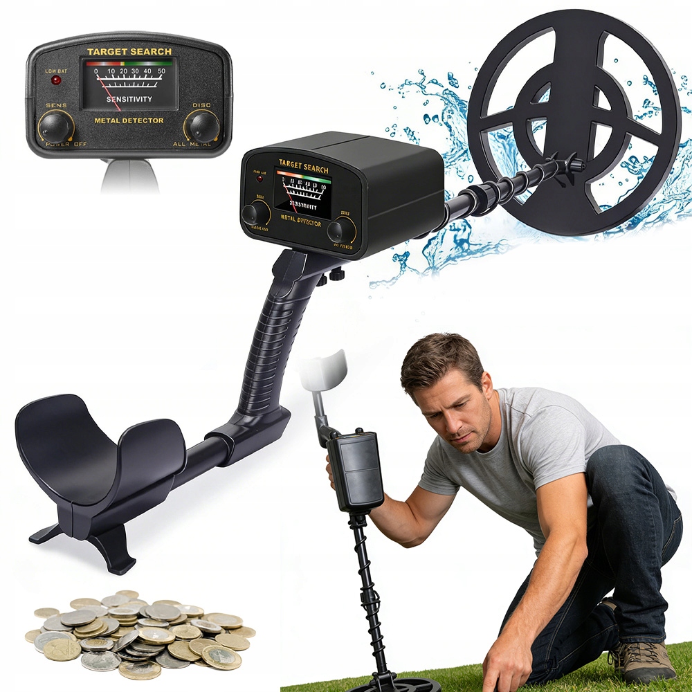 Detektor Kovů Zlatý, Voděodolný IP68 8 Palců, Nastavitelný, Lehký Pro Děti