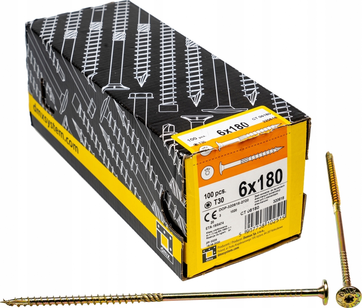 

Wkręty ciesielskie talerzowe Tx 6x180 drewna 100sz