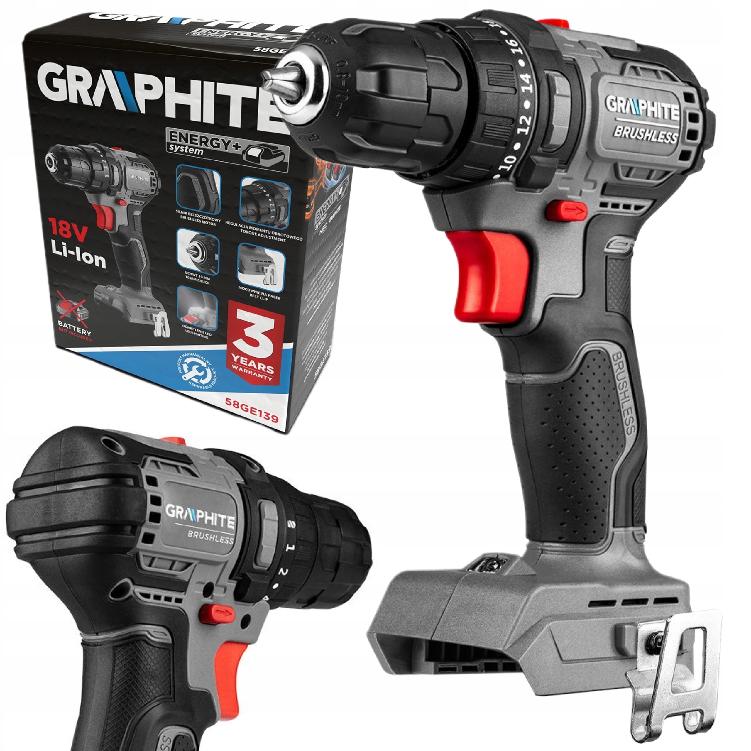 Graphite Bezuhlíková Aku Vrtačka 18V 10MM Compact Energy+ 58GE139