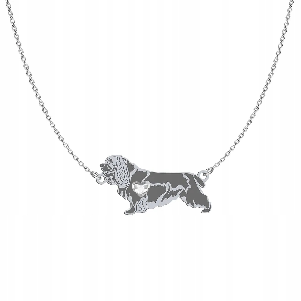 Stříbrný náhrdelník ze Sussex Spaniel 925 Řetízek Šperky Gravírování Bonus