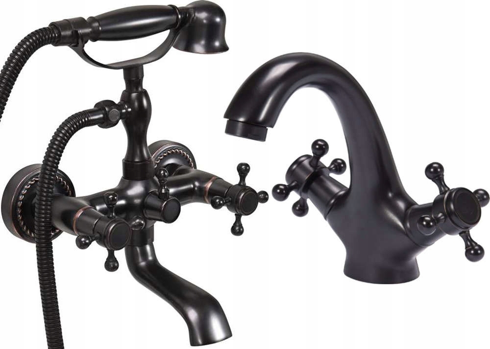

Bateria Wannowa Ścienna Umywalkowa Retro Black 1