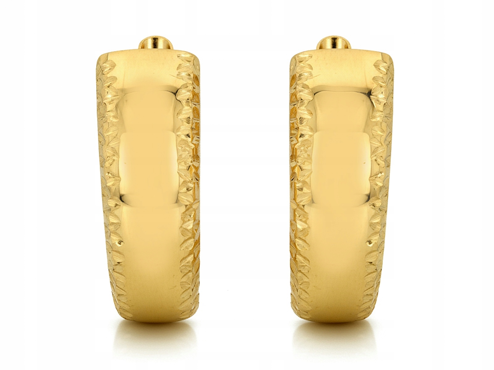 Dámské Zlaté Náušnice 585 lesklé plechy, módní a elegantní pro ni