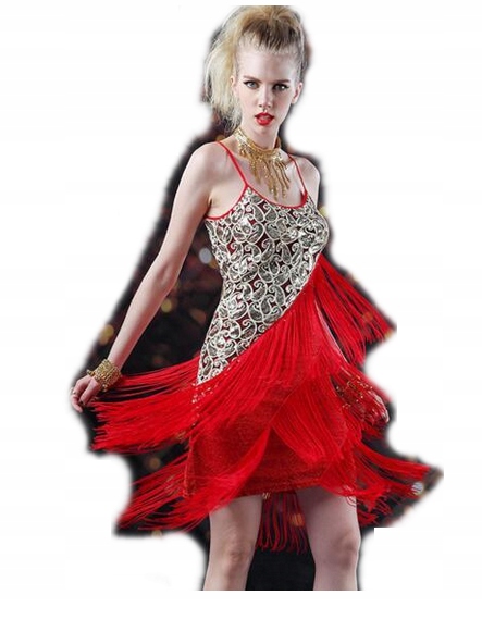 Sukienka Do Tańca Damska Strój Taniec Czerwona 50