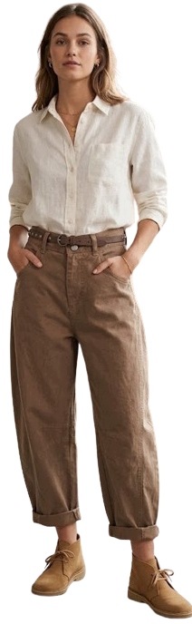Bavlněné volné kalhoty Barrel Pants Pásek Naiif Vanilla Italia Nová Kolečka