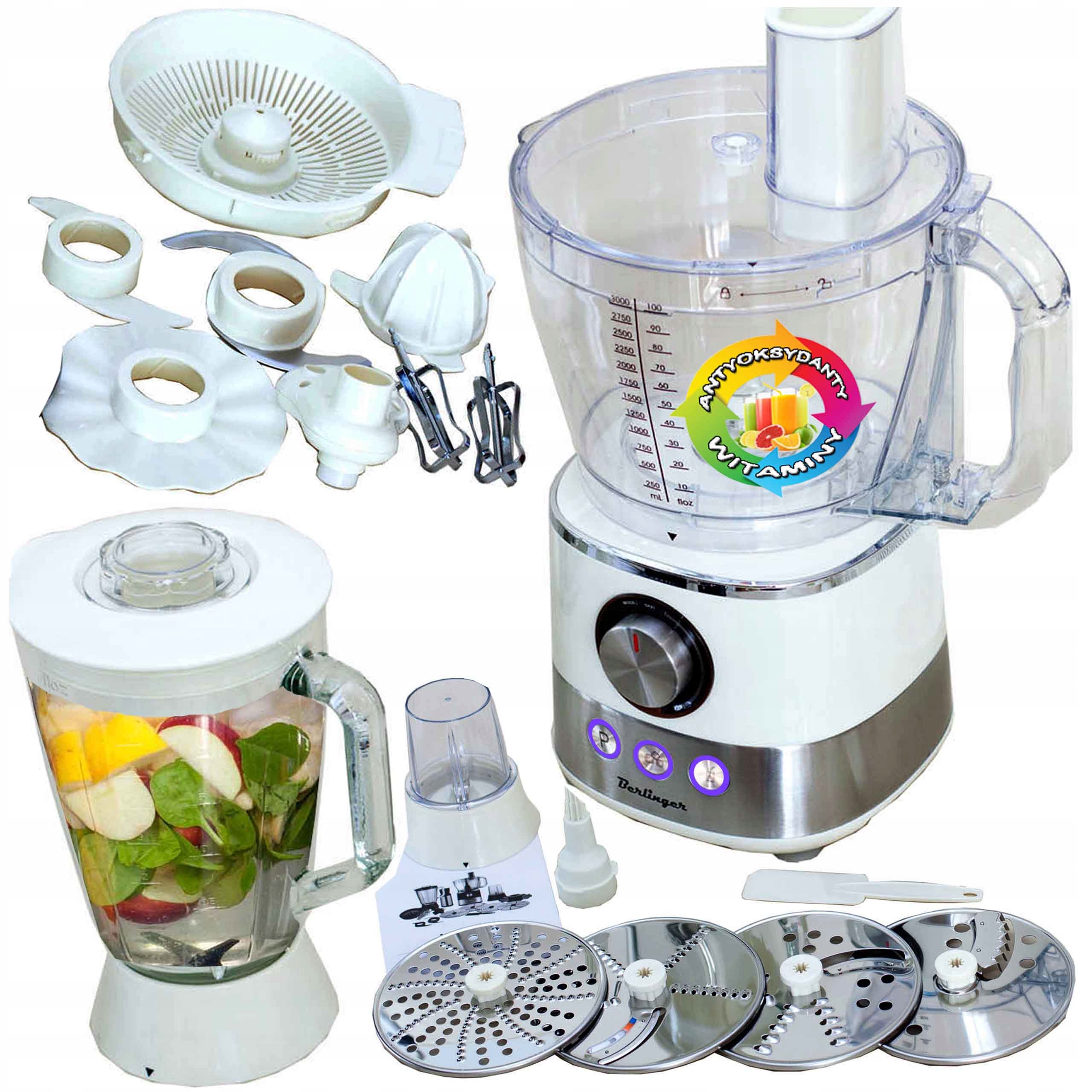 Robot kuchenny wielofunkcyjny 1600W malakser szatkownica wyciskarka blender