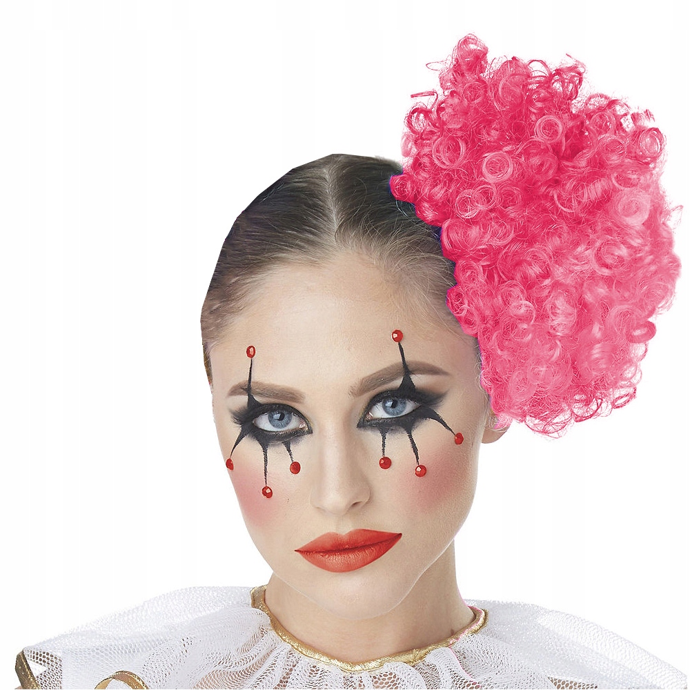 

Peruka Kucyk na klipsie różowy Clown Arlekin