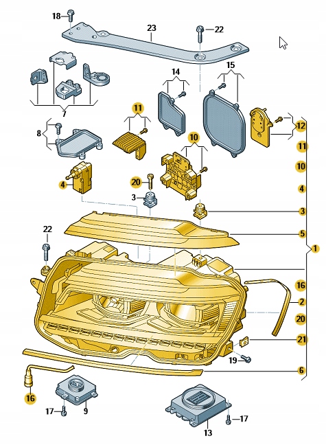 REFLEKTOR DIODOWY VW Tiguan prawa ASO Rodzaj świateł mijania Laserowe