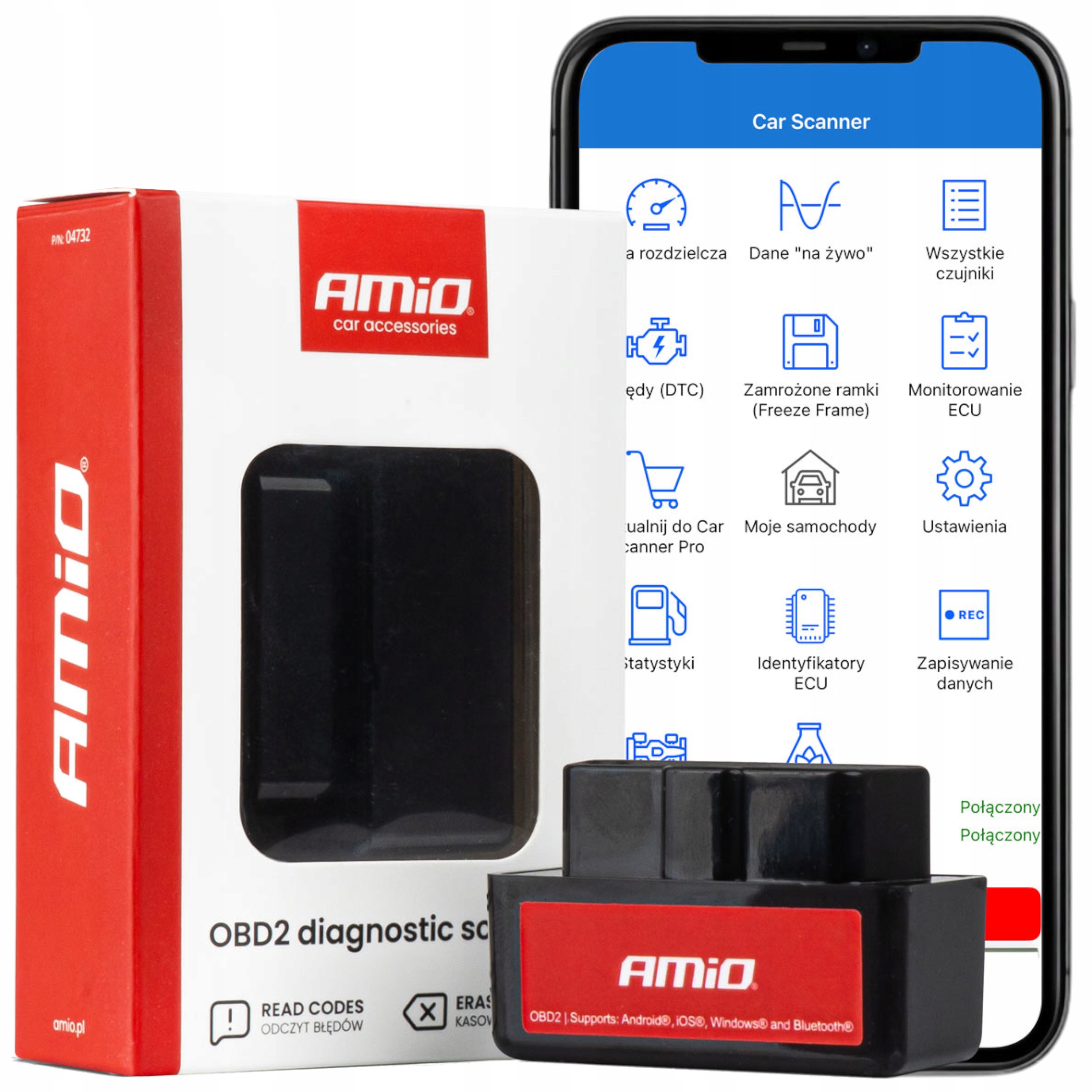 Skaner tester interfejs diagnostyczny AMiO OBD2 Bt mini AMIO-04732