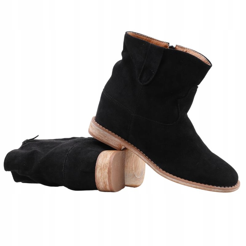 BOTKI DAMSKIE OCIEPLANE NA OBCASIE BUTY ZIMOWE JESIEŃ NA ZAMEK CZARNE Rozmiar 40