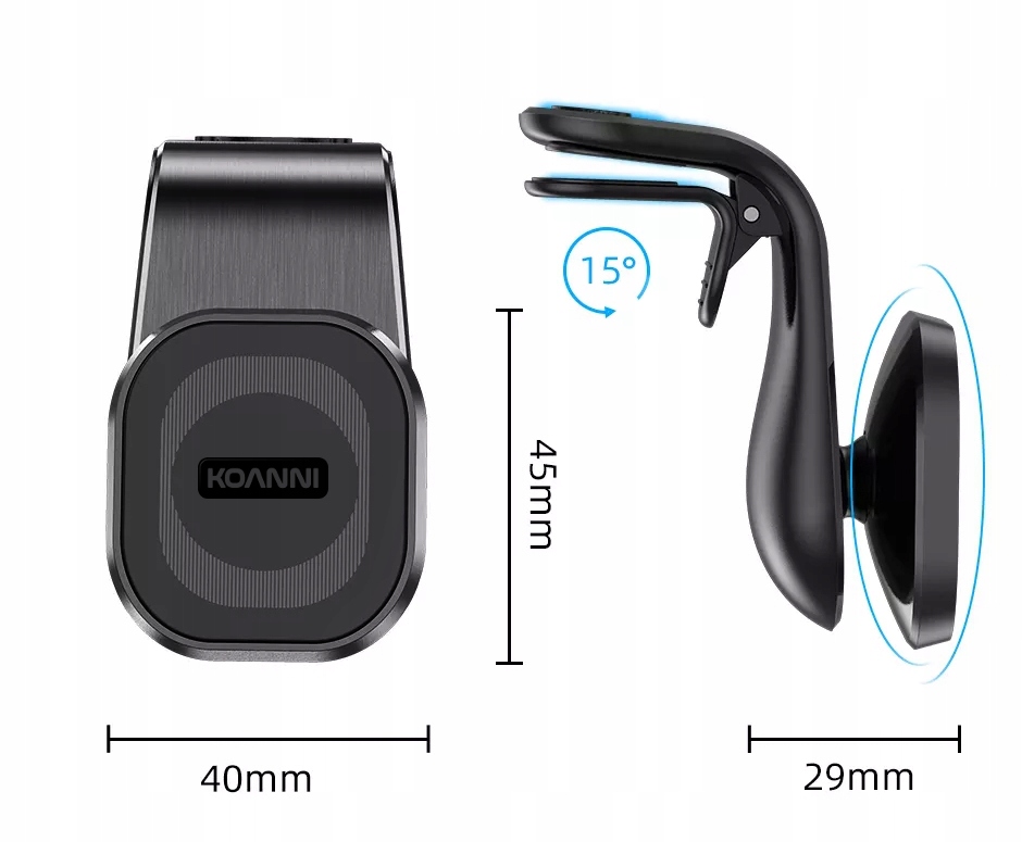 UCHWYT MAGNETYCZNY DO KRATKI AUTA ALUMINIUM Marka Nela-Styl