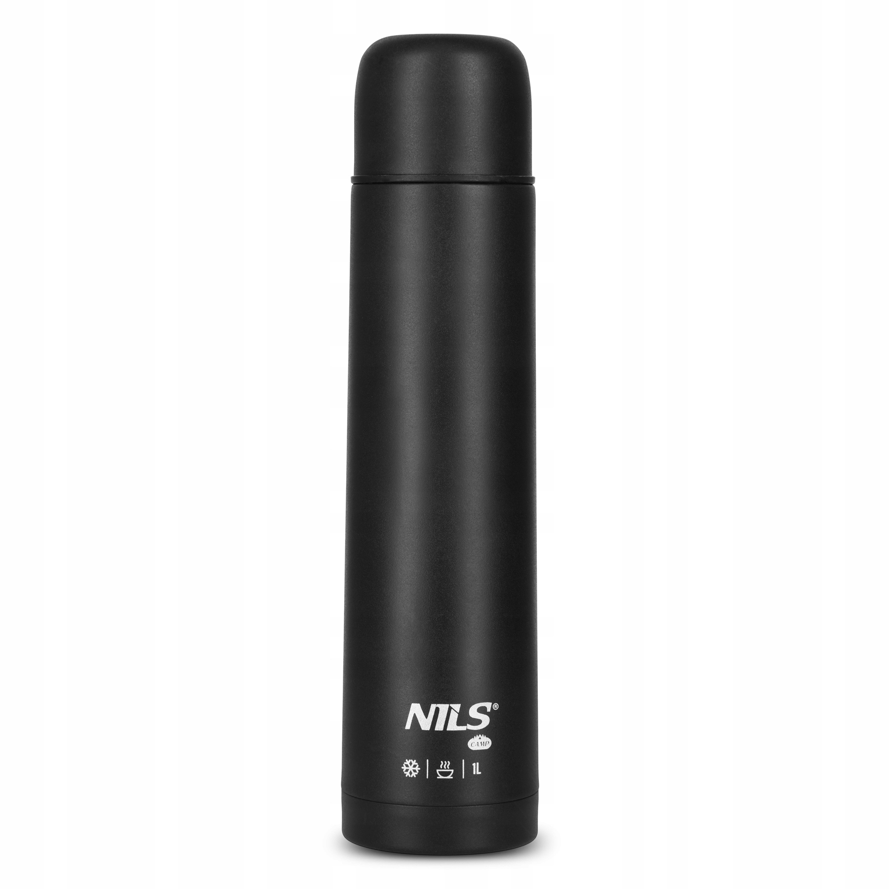 Termos Turystyczny 1L Nils Camp Mocny Stalowy Czarny Bidon 1000ml