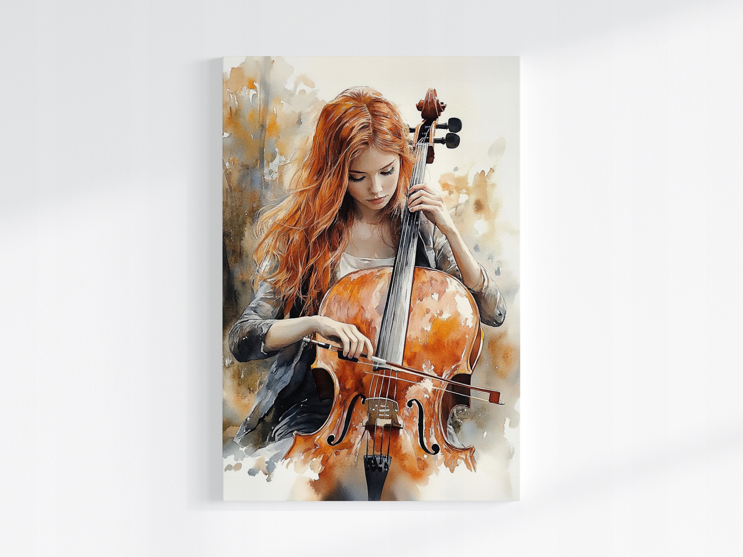 Obraz Na Plátně Canvas Rudá Žena Dívka Violoncella Hudba 80x120